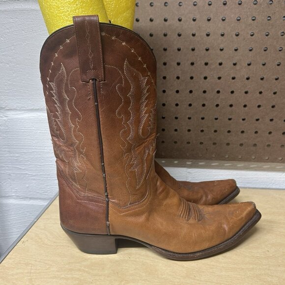 Dan Post Brown Leather Pull On Western Women’s Cowgirl Boots Size 9.5 M 3444 - Picture 4 of 9